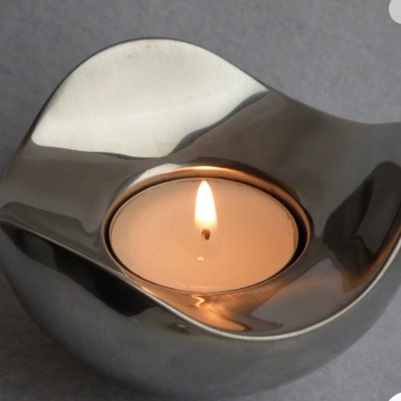 Georg Jensen Denmark Bloom Silver Votive Candleholders--Set of 2- NIB
